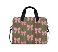 Borsa per computer portatile con cerniera, borsa a tracolla portatile con manico e tracolla da 15,6 pollici, custodia per computer con fiocco rosa marrone in legno