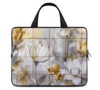 Borsa per computer portatile con motivo floreale beige ultra sottile, impermeabile 13 pollici, borsa protettiva portatile per computer con cinturino