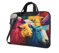 Borsa per computer portatile con motivo pecorelle colorate multiple, leggera e facile da trasportare per viaggi di lavoro, lavoro e studio, Nero, 15.6 inch
