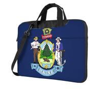Borsa per computer portatile con motivo unico della bandiera del Maine Stato, leggera e facile da trasportare per viaggi d'affari, lavoro e studio, Nero, 14 inch