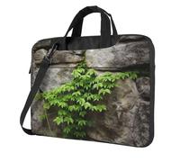 Borsa per computer portatile con pianta sulla parete di pietra, borsa a tracolla a tracolla, antiurto, custodia per computer portatile, valigetta per il trasporto, Nero , 13 inch