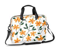 Borsa per computer portatile con piccoli fiori e foglie botaniche arancioni per uomini e donne, borsa per computer da 15,7 pollici con tracolla staccabile, custodia per laptop borsa messenger