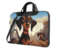 Borsa per computer portatile, con scritta "I Love My Dog", con bassotti, borsa a tracolla per computer, Nero, 13 inch