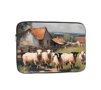 Borsa per computer portatile con simpatici animali della fattoria, leggera e compatta, adatta per viaggi e università, Nero , 12 inch