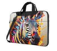 Borsa per computer portatile con stampa astratta zebrata, custodia portatile a spalla singola, compatibile con 13-16 pollici, Nero , 13 inch