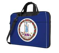 Borsa per computer portatile con stampa bandiera della Virginia, tracolla imbottita, semplifica la vita quotidiana, ideale per viaggi di lavoro, nero, 13 inch