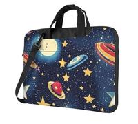 Borsa per computer portatile con stampa di cielo stellato, universo spaziale, custodia portatile a spalla singola, compatibile con 13-15,6 pollici, nero, 14 inch