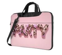 Borsa per computer portatile con stampa leopardata rosa con lettera del partito borsa per computer da 15,6 pollici borsa per computer imbottita copertura manica per donne uomini
