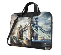 Borsa per computer portatile con stampa storica Old Tower Bridge Londra, elegante e protettiva, stile unico, Nero , 15.6 inch