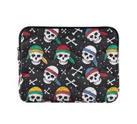 Borsa per computer portatile, con teschio pirata, trapuntata, sottile, imbottita, custodia per computer, valigetta da viaggio, cerniera liscia, protezione per lavoro e tempo libero, taglia M