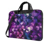 Borsa per computer portatile Custodia da trasporto astratta cubi di colore viola Messenger Borsa a tracolla con tracolla Borsa per computer, Nero, 13 inch