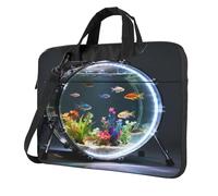 Borsa per computer portatile Custodia per il trasporto con spallacci e maniglia borsa per tablet per ufficio e viaggio, Moderno serbatoio di pesce tamburo, 14 inch
