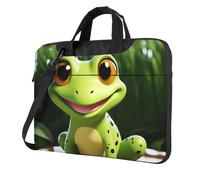 Borsa per computer portatile Custodia per il trasporto del computer portatile carino rana Messenger borsa a tracolla borsa per computer, Nero, 14 inch