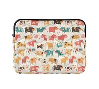 Borsa per computer portatile da 13-14 pollici, tasche concise per computer portatili per viaggi, lavoro, affari, motivo mucca carina disegnata a mano