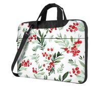 Borsa per computer portatile da 15,6 pollici, con agrifoglio acquerello, custodia natalizia con tracolla, portatile, antiurto, protettiva, per il trasporto del computer, per donne e uomini