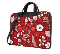 Borsa per computer portatile da 15,6 pollici, con motivo floreale e cuore, per San Valentino, con tracolla, portatile, antiurto, protettiva, per donne e uomini, Multicolore, 14 inch