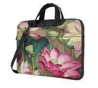 Borsa per computer portatile da 15,6 pollici, motivo fiore rosa, con tracolla, portatile, antiurto, protettiva, per donne e uomini, Multicolore, 15.6 inch