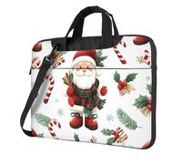 Borsa per computer portatile da 15,6 pollici, motivo natalizio con Babbo Natale, con tracolla, portatile, antiurto, protettiva, per il trasporto del computer, per donne e uomini, Multicolore, 14 inch