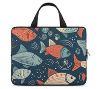 Borsa per computer portatile da 15 pollici ultra sottile, impermeabile, con motivo di pesce, con cinghia da polso