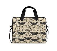 Borsa per computer portatile da 16 15,6 pollici nero gotico luna ragnatele e pipistrelli, borsa per laptop per donne uomini studenti lavoro, borsa a tracolla da viaggio messenger tote case maniche