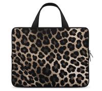 Borsa per computer portatile da 17 pollici ultra sottile, impermeabile, con stampa leopardata, borsa protettiva portatile per computer con cinghia da polso