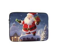 Borsa per computer portatile da 25,4 cm, impermeabile, resistente agli urti, borsa per il trasporto di notebook Merry Christmas Babbo Natale leggera borsa per computer