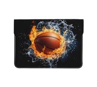 Borsa per computer portatile da basket con acqua e fuoco da 13 pollici, custodia protettiva in pelle ecologica in poliuretano, borsa per computer portatile, borsa per il trasporto di tablet resistente