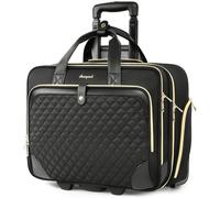 Borsa per computer portatile da donna, con tasca impermeabile, borsa per computer da 17,3 pollici, bagaglio a mano con ruote, per lavoro, viaggi, lavoro, lavoro, lavoro, leggera, nera, nero, Design