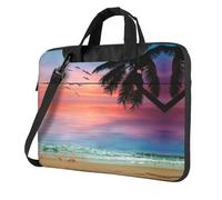 Borsa per computer portatile da spiaggia con palma di cocco e sabbia per computer portatile, unisex, borsa a tracolla messenger per la stagione della scuola, Nero , 13 inch