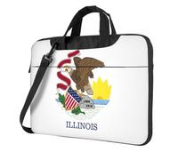 Borsa per computer portatile elegante e protettiva con stampa bandiera dello stato dell'Illinois, stile unico, Nero, 15.6 inch