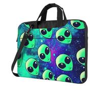 Borsa per computer portatile elegante e protettiva con stampa di alieni verdi, leggera e versatile per viaggi di lavoro, Nero , 15.6 inch