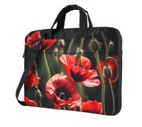 Borsa per computer portatile elegante e protettiva con stampa di un bel papavero rosso, Nero , 14 inch