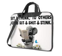 Borsa per computer portatile, motivo: elefante che legge sulla toilette: una scena umoristica, borsa per laptop da 16 pollici, custodia per laptop da 16 pollici, Colore, 29x38cm