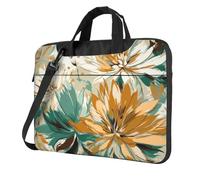 Borsa per computer portatile per donne e uomini, borsa per computer portatile, valigetta con fiori diversi, borsa a tracolla per laptop, borsa da lavoro per viaggi e ufficio, nero, 14 inch