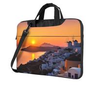 Borsa per computer portatile per donne e uomini, borsa per computer portatile valigetta Grecia isola tramonto paesaggio borsa a tracolla per laptop borsa da lavoro per viaggi ufficio