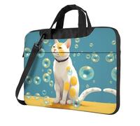Borsa per computer portatile per donne e uomini, borsa per computer portatile valigetta molte bolle e una borsa a tracolla per laptop con gatto borsa da lavoro per viaggi ufficio, nero, 14 inch