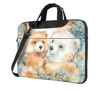 Borsa per computer portatile per donne e uomini, borsa per computer portatile, ventiquattrore con due orsi in una ghirlanda, borsa a tracolla per computer portatile, borsa da lavoro per viaggi, nero