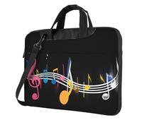 Borsa per computer portatile ultra sottile con stampa colorata di note musicali da 15,6 pollici con tracolla, custodia impermeabile per computer portatili da 13", 14" e 15,6", borsa messenger