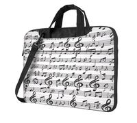 Borsa per computer portatile ultra sottile con stampa di note musicali, con tracolla, custodia impermeabile per computer portatili da 13", 14" e 15,6", borsa messenger portatile per uomini e donne, 3D