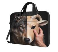 Borsa per computer portatile, valigetta con tracolla e manico, borsa per notebook per ufficio e viaggio, Maschera da lupo e pecora, 13 inch