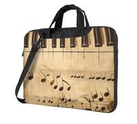 Borsa per computer portatile vintage con note musicali da 15,6 pollici, custodia per tastiera di pianoforte, custodia per laptop con tracolla, custodia protettiva antiurto portatile per il trasporto