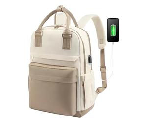 Borsa Per Computer Portatile - Zaino Per Computer | Zaino Commerciale | Borsa Da Lavoro Impermeabile Con Porta Di Ricarica USB | Zaino Da Viaggio Anti -furto Di Grande Capacità Per Women, Khaki With