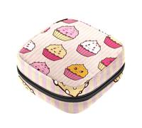 Borsa per coppette mestruali con cerniera, sacchetti per assorbenti igienici, carini cartoni animati con simpatici cupcake, morbidi assorbenti, borsa per ragazze e donne femminili
