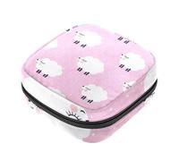 Borsa per coppette mestruali con cerniera, sacchetti per assorbenti igienici, con nuvole bianche timide pecore rosa a pois morbidi per raccogliere assorbenti per ragazze donne donne femminili