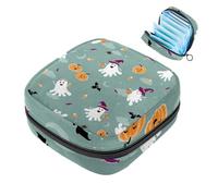 Borsa per coppette mestruali con cerniera, sacchetti per assorbenti igienici, con zucche di Halloween e fantasma, morbidi assorbenti, per ragazze e donne