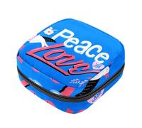 Borsa per coppette mestruali con cerniera, sacchetti per assorbenti igienici, Love Peace blu, morbidi assorbenti, borsa per ragazze donne donne femminili