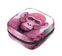 Borsa per coppette mestruali con cerniera, sacchetti per assorbenti igienici, scimmia rosa, orangutan-16 morbidi tamponi da raccogliere borsa per ragazze donne signore femminili