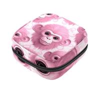 Borsa per coppette mestruali con cerniera, sacchetti per assorbenti igienici, scimmia rosa, orangutan-38 morbidi tamponi da raccogliere borsa per ragazze donne signore femminili