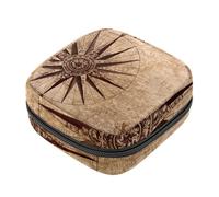 Borsa per coppette mestruali con cerniera, sacchetti per assorbenti igienici, vintage con mappa della bussola antica e morbidi tamponi per ragazze donne donne femminili