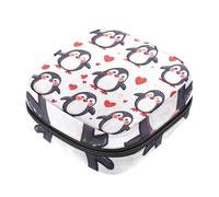 Borsa per coppette mestruali con pinguino e cuore, con cerniera, per assorbenti igienici, morbidi assorbenti, per ragazze, donne, donne